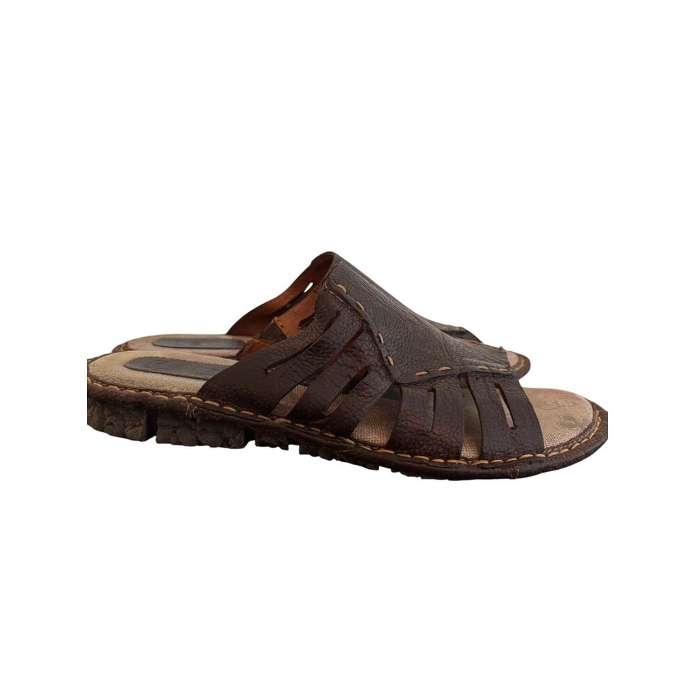 Born Laramie Full Grain Leather Dark Brown Slide Sandals Womens - Picture 8 of 10